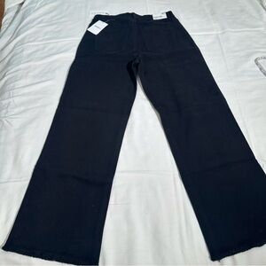 *NEW *Frayed Wide-Leg Ankle Black Jeans size:27